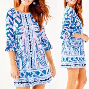 Lilly Pulitzer Ophelia Dress in Pink Tropics Heat Wave Print Blue Pink Size XXS